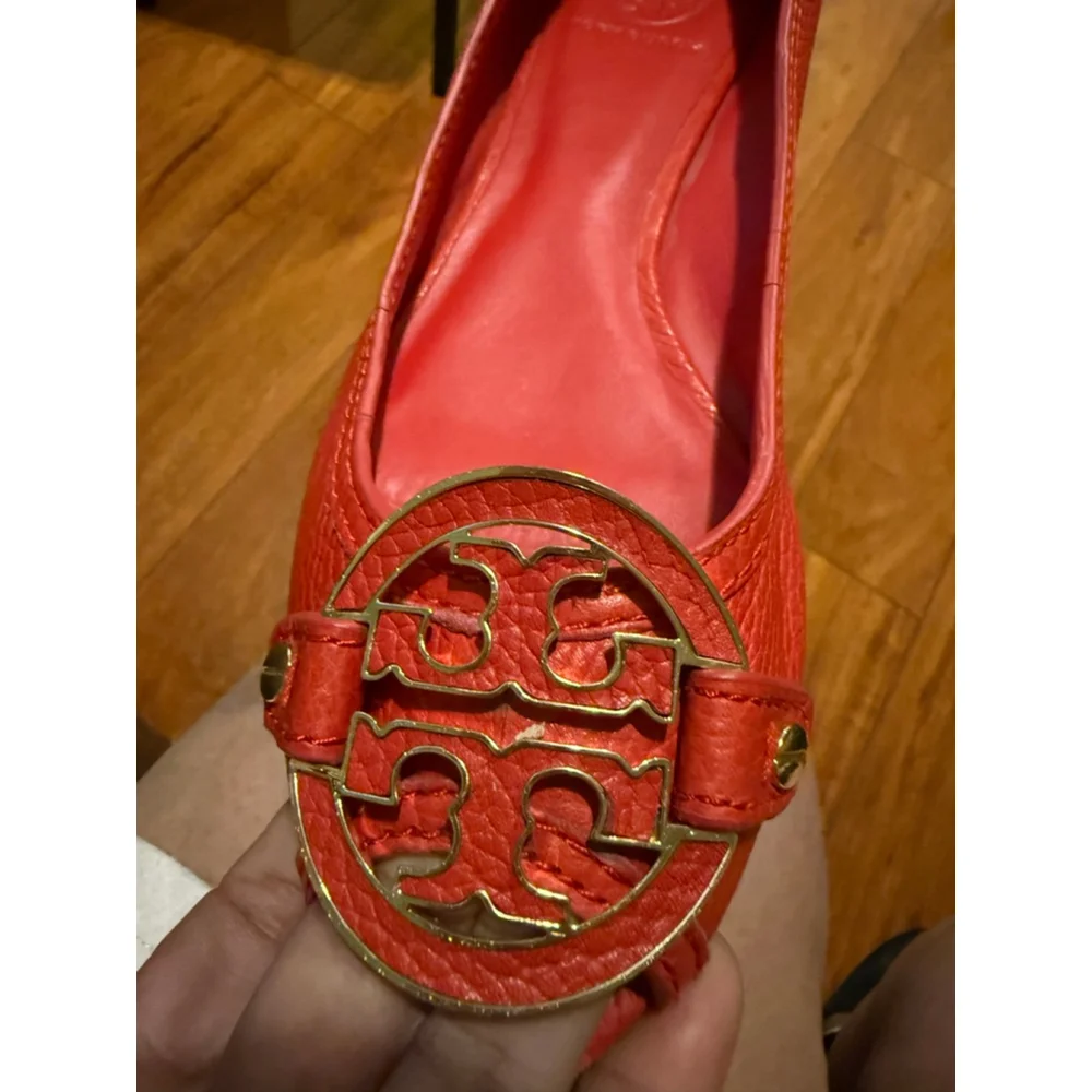 Women's Tory Burch Wedges in Red with Gold Logo